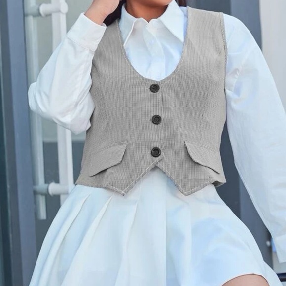 SHEIN EZwear Plus Plaid Blazer Vest || Size 3XL || dark academia 🕯️🕰️ - Picture 3 of 8